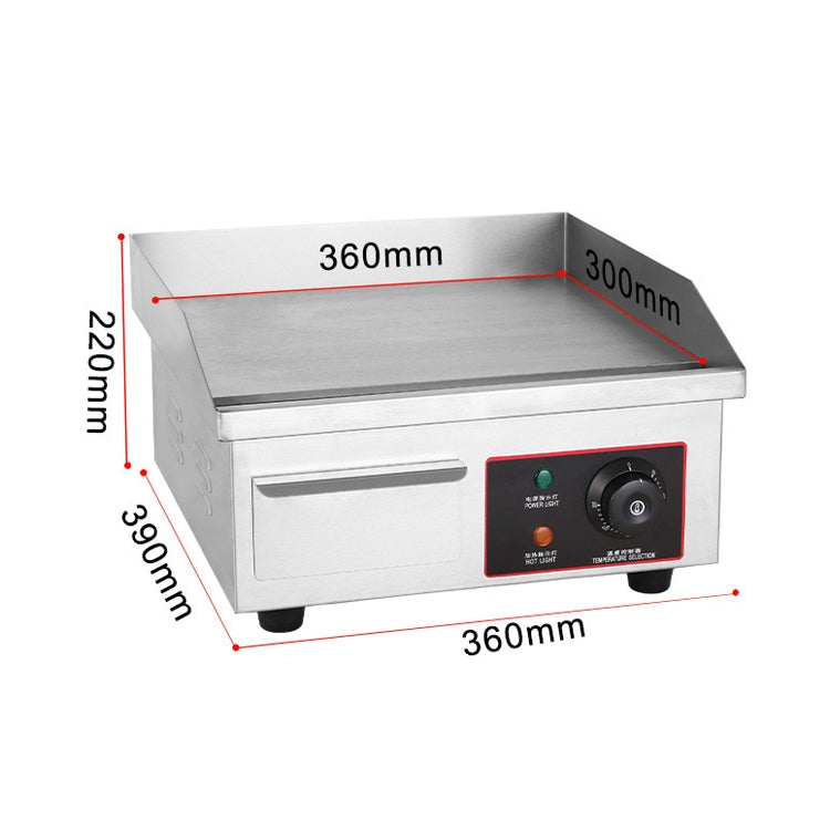 Fuyi Commercial Desktop Electric Stove Stainless Steel Body Cast Iron Skewers Pancake Electric Griddle, EU Plug