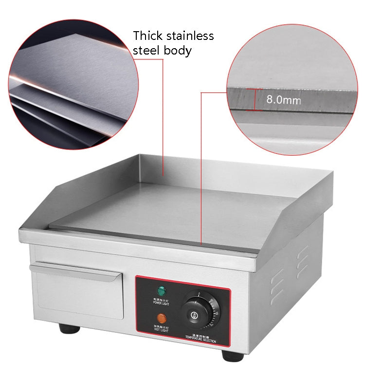 Fuyi Commercial Desktop Electric Stove Stainless Steel Body Cast Iron Skewers Pancake Electric Griddle, EU Plug