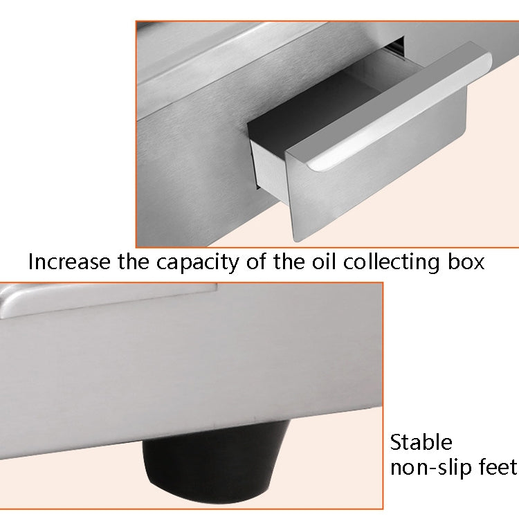 Fuyi Commercial Desktop Electric Stove Stainless Steel Body Cast Iron Skewers Pancake Electric Griddle, EU Plug