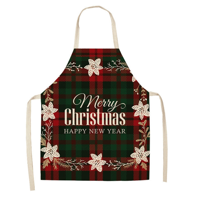 Christmas Plaid Series Cotton And Linen Apron Household Cleaning Overalls