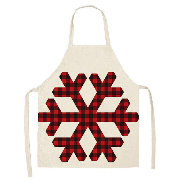 Christmas Plaid Series Cotton And Linen Apron Household Cleaning Overalls