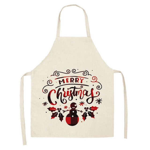 Christmas Plaid Series Cotton And Linen Apron Household Cleaning Overalls