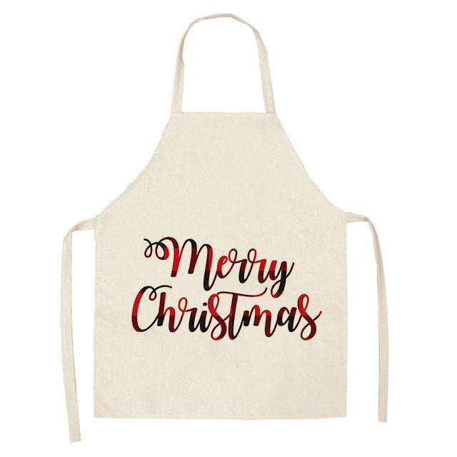 Christmas Plaid Series Cotton And Linen Apron Household Cleaning Overalls