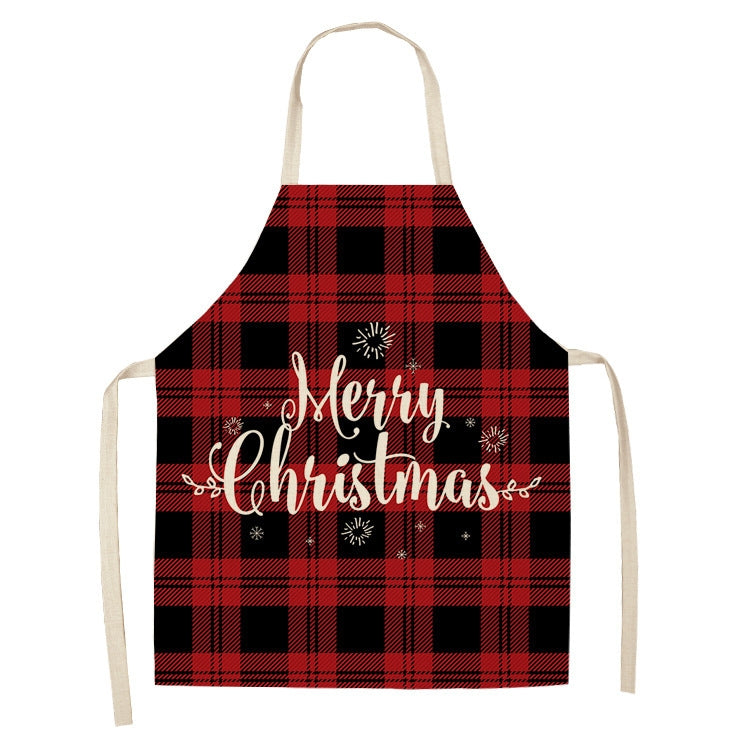 Christmas Plaid Series Cotton And Linen Apron Household Cleaning Overalls