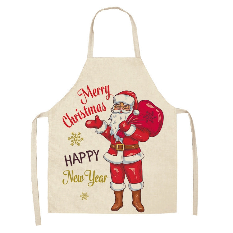 Fabric Linen Cleaning Apron Christmas Party Decoration Apron