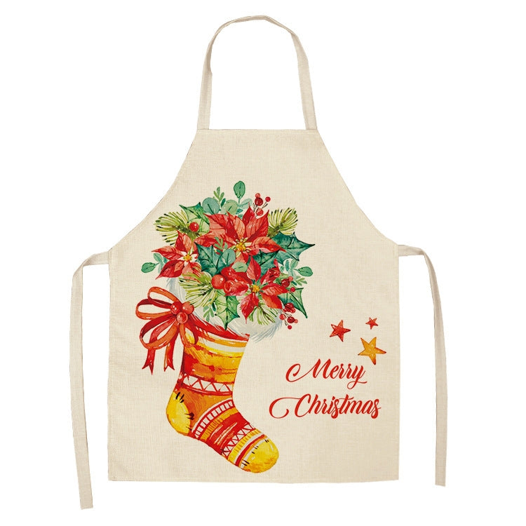 Fabric Linen Cleaning Apron Christmas Party Decoration Apron