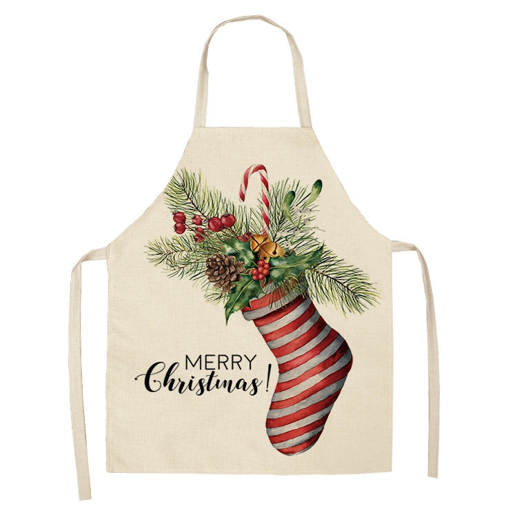 Fabric Linen Cleaning Apron Christmas Party Decoration Apron