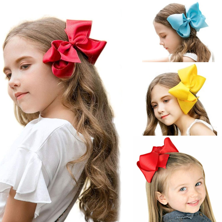 5 PCS 6 Inch Colorful Kids Girls Big Solid Ribbon Hair Bow Clips