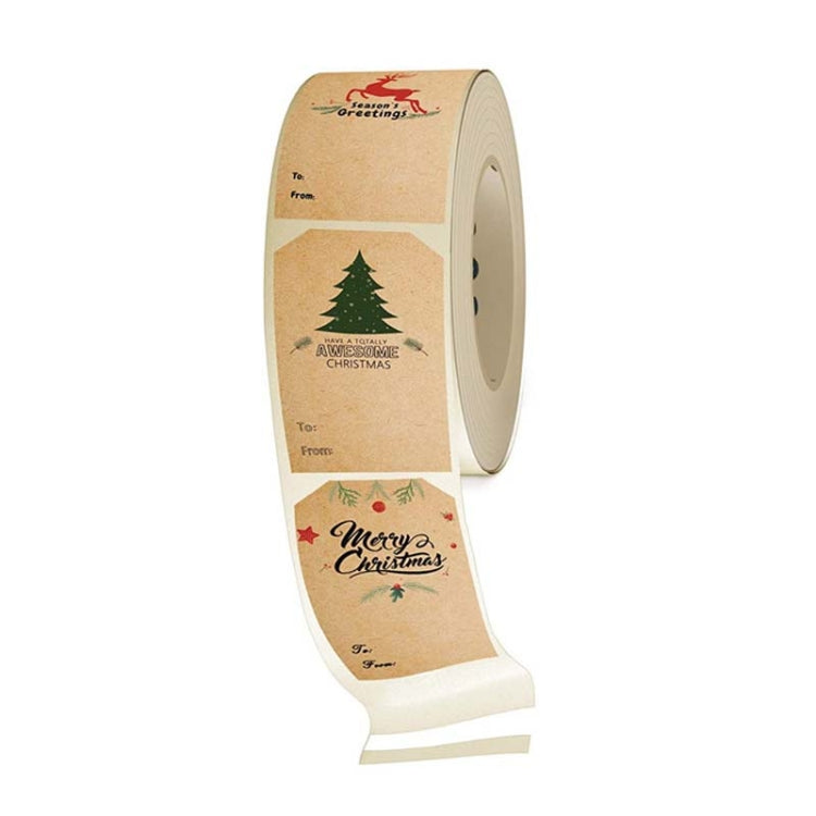 LG-210720-7050-008 Christmas Tree Kraft Paper Sticker Holiday Decoration Self-Adhesive Gift Tag
