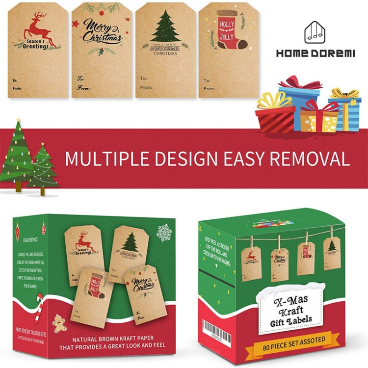 LG-210720-7050-008 Christmas Tree Kraft Paper Sticker Holiday Decoration Self-Adhesive Gift Tag