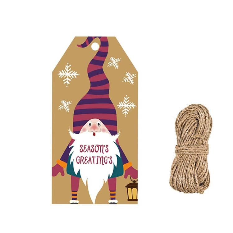100pcs/Pack Christmas Decoration Kraft Paper Tag Card Label With Jute Twine