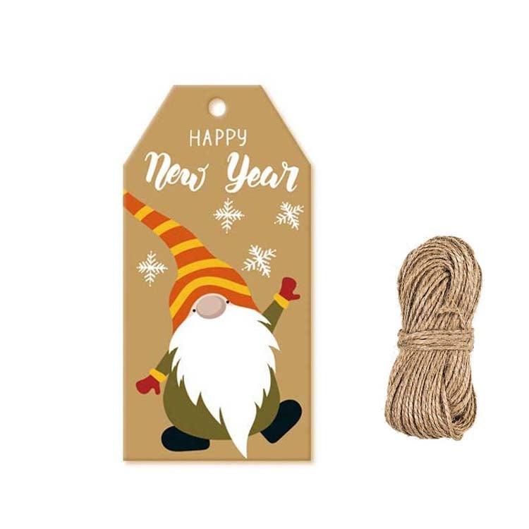 100pcs/Pack Christmas Decoration Kraft Paper Tag Card Label With Jute Twine