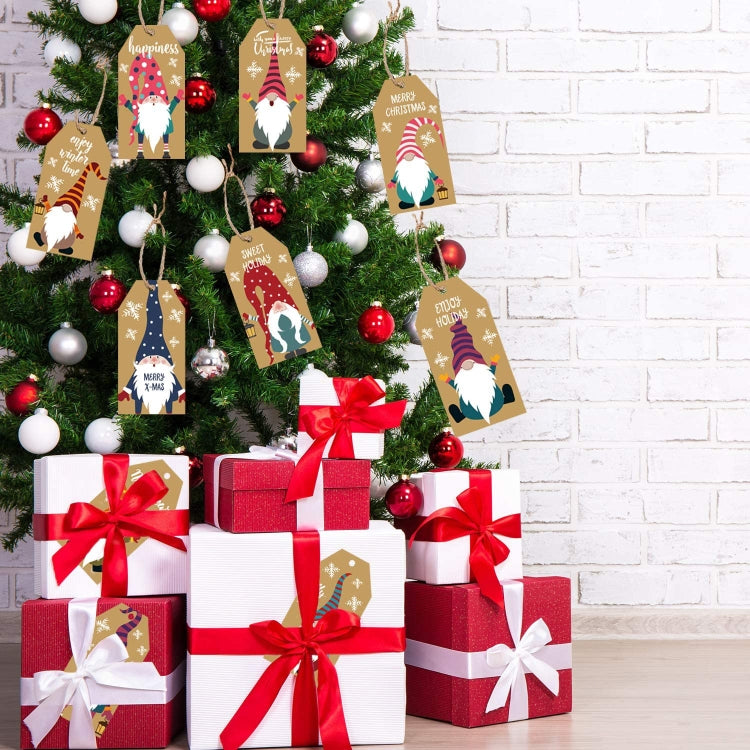 100pcs/Pack Christmas Decoration Kraft Paper Tag Card Label With Jute Twine