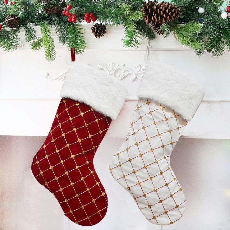 GM89719 Checkered Sequin Christmas Socks Holiday Gift Candy Bag