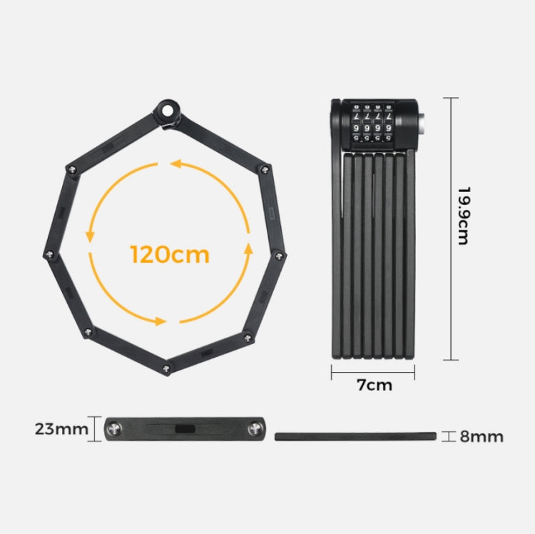WEST BIKING Bicycle Folding Code Lock Riding Anti-Theft Chain Lock