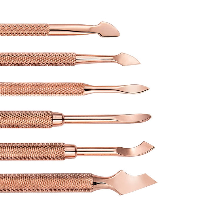 Stainless Steel Rose Gold Double-Headed Steel Push Dead Skin Scissors Nail Set,Style: D501