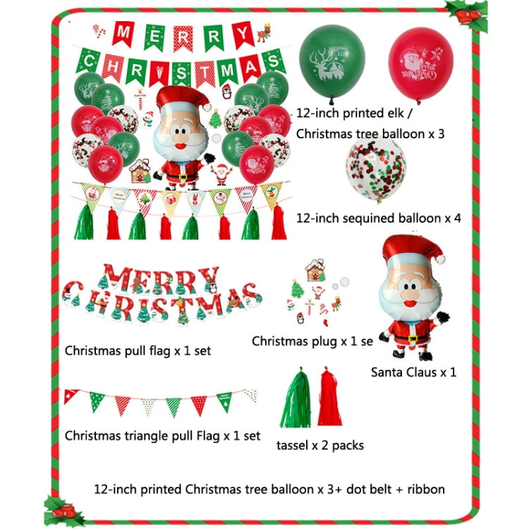 Christmas Pull Flag Aluminum Film Balloon Window Party Decoration Balloons Set