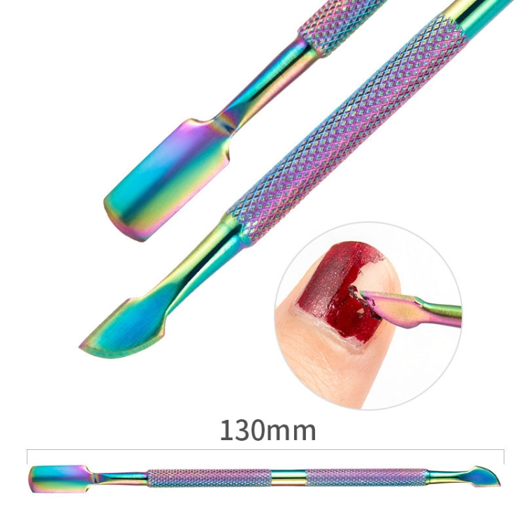 2 in 1 Color Titanium Nail Remover Set Stainless Steel Double-headed Dead Skin Push Set