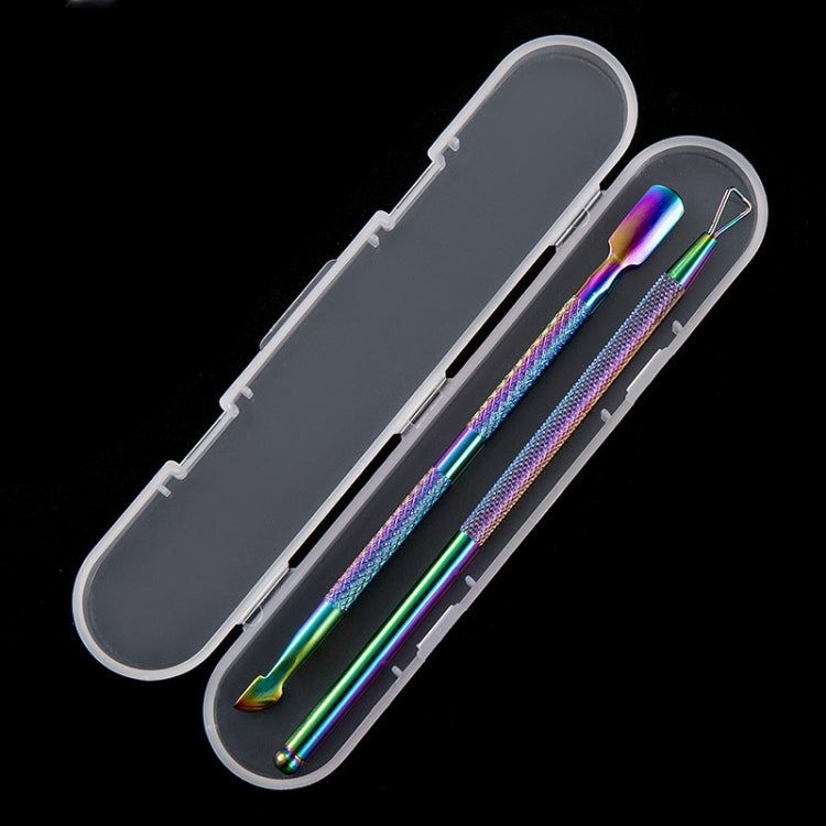 2 in 1 Color Titanium Nail Remover Set Stainless Steel Double-headed Dead Skin Push Set