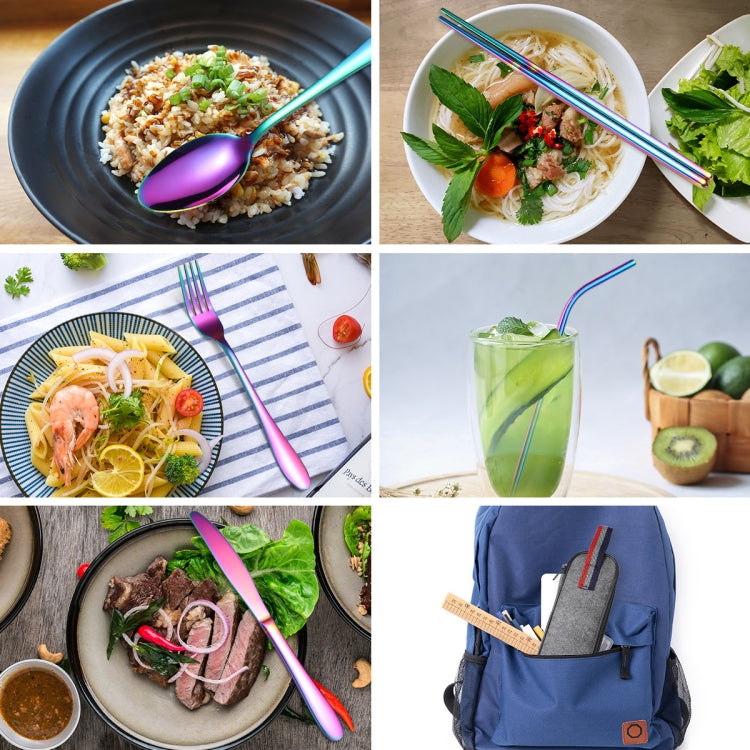 7 in 1 Cutlery Spoon Chopsticks And Straw Set Stainless Steel Portable Cutlery Set