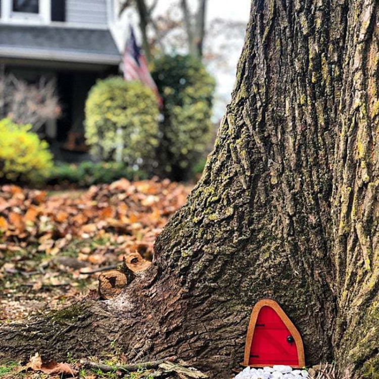 Courtyard Wooden Miniature Fairy Dwarf Door Tree Decoration