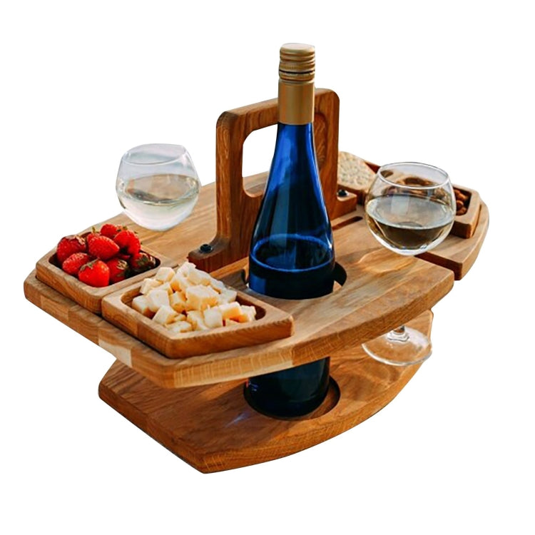 Portable Picnic Wooden Wine Glass Holder Detachable Wine Table