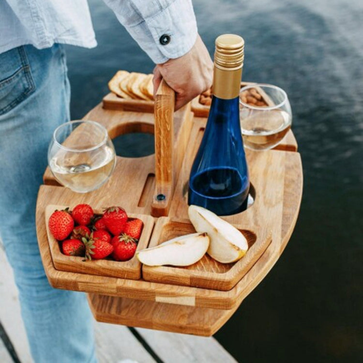 Portable Picnic Wooden Wine Glass Holder Detachable Wine Table