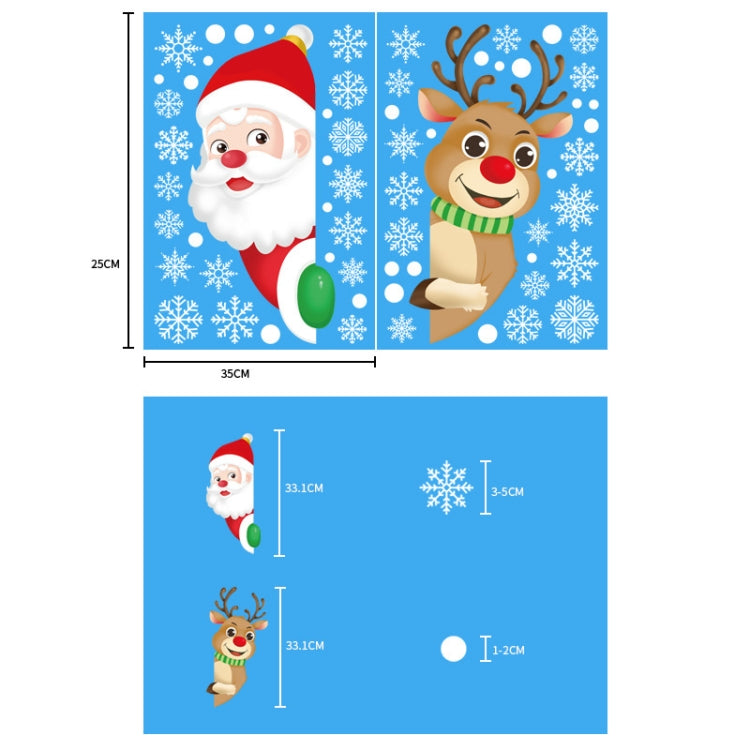 1set Christmas Window Grille Sticker Santa Claus Elk Glass Window Decoration