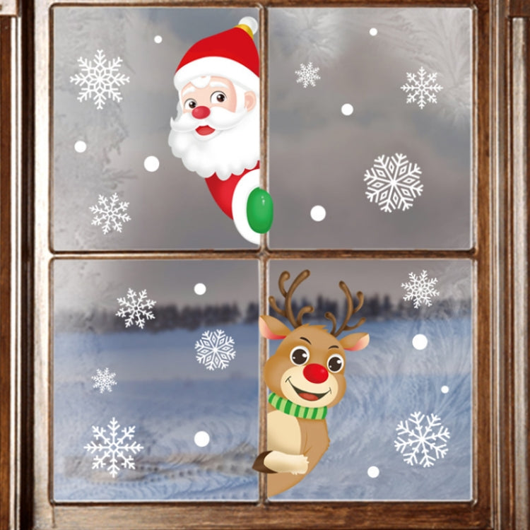1set Christmas Window Grille Sticker Santa Claus Elk Glass Window Decoration