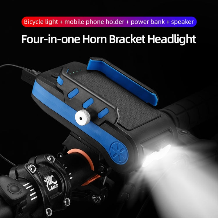 BG-2021 Bicycle Front Light 4 In 1 Mobile Phone Holder Horn Light Mountain Bike Front Light