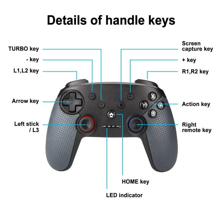 Bluetooth Wireless Gamepad  Built-In Dual Motors With TURBO Function Suitable For Switch Pro