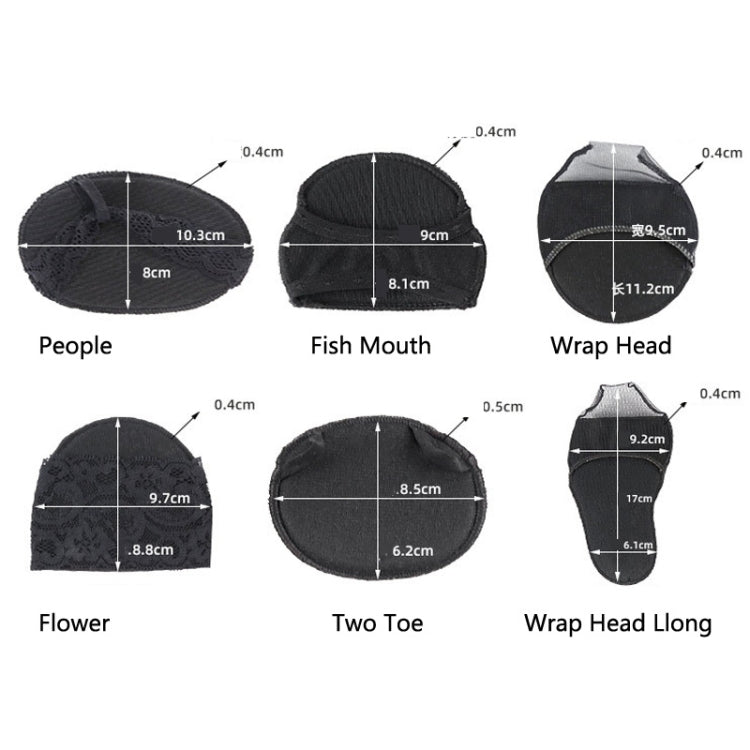 5 Pairs Invisible And Comfortable Sponge Thickened Half Pad Sweat-Absorbent And Breathable Forefoot Pad