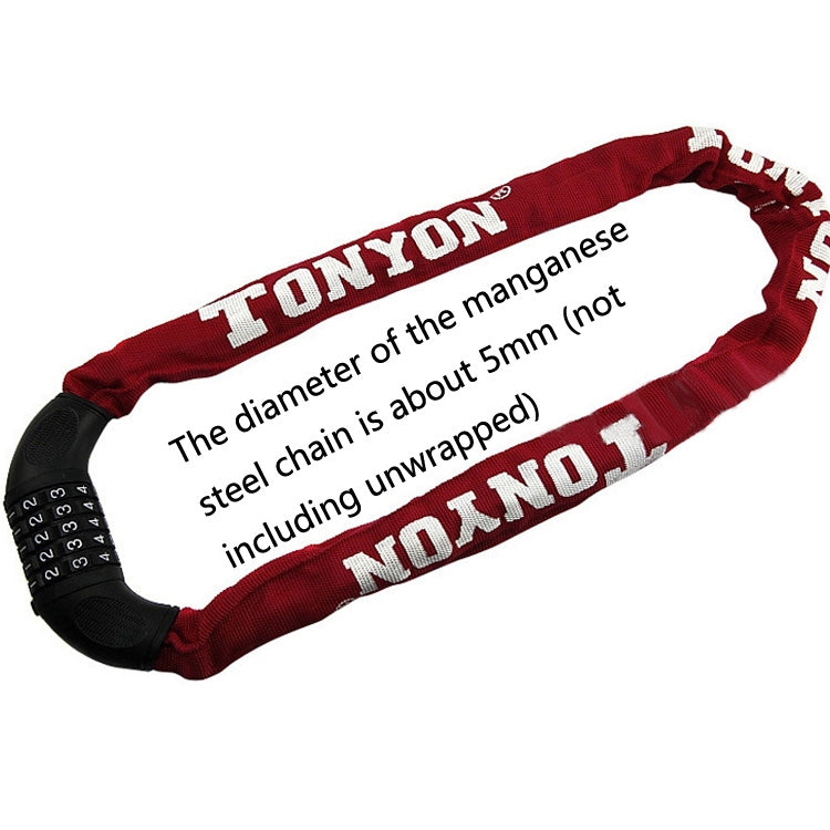 TONYON BG-TY-732 Bicycle Wire Lock Universal Password Chain Lock Motorcycle Electric Car Anti-Theft Lock