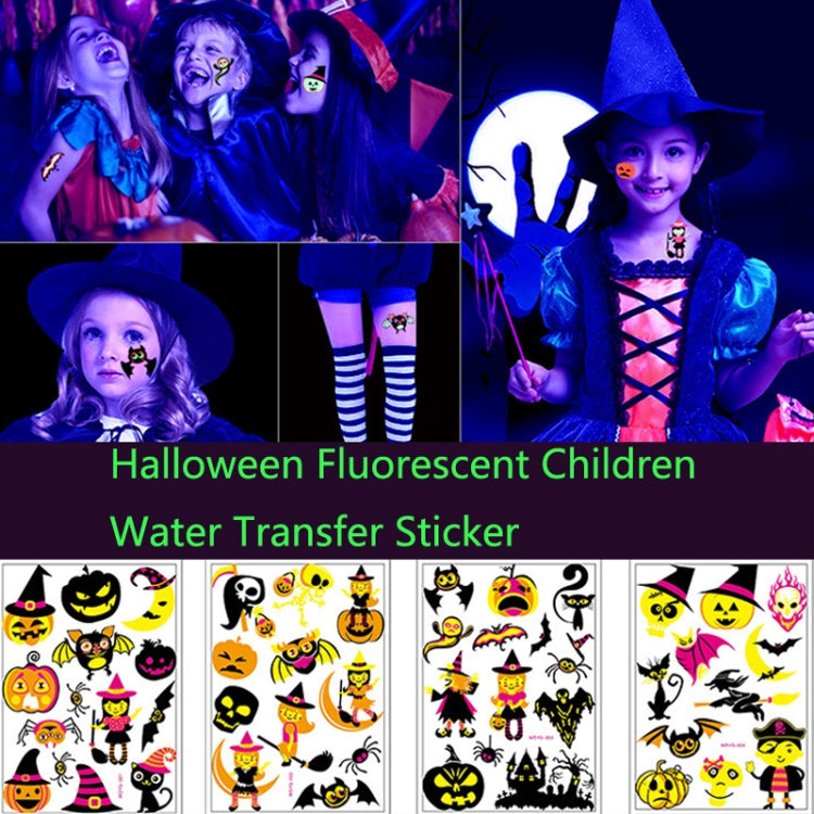 Halloween Fluorescent Children Water Transfer Sticker Cartoon Animal Tattoo Sticker