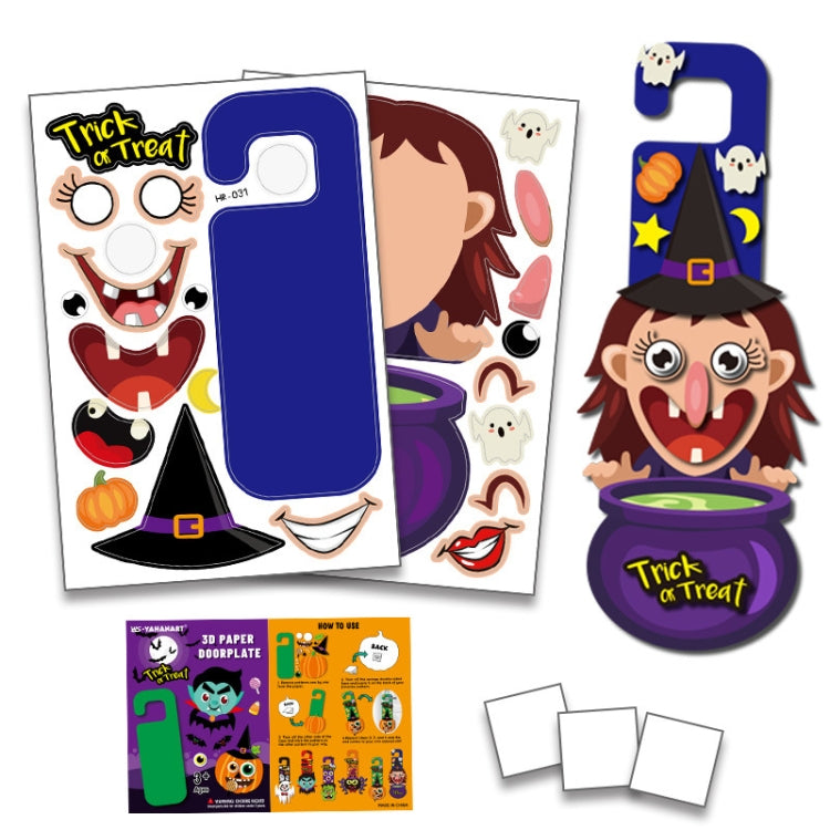 1 Sets Children Cartoon Halloween Decoration Door Hanging Stickers Holiday DIY Game Emoticons