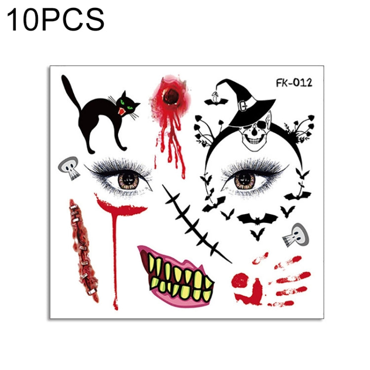 10 PCS Water Transfer Stickers Children Cartoon Halloween Funny Tattoo Stickers Horror Decoration Face Stickers