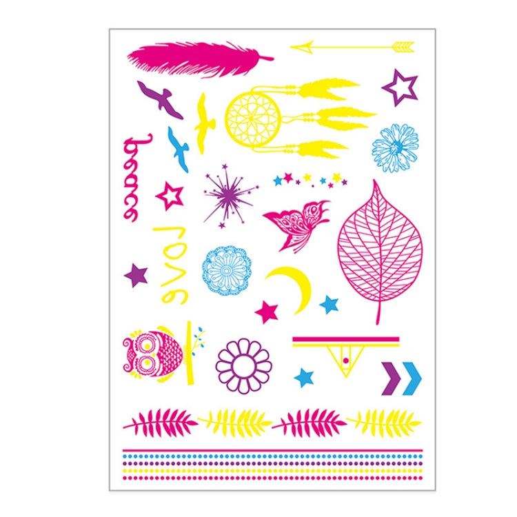 10 PCS Fluorescent Flower Arm Tattoo Sticker Face Sticker Waterproof Feather Tattoo Arm Tattoo Sticker