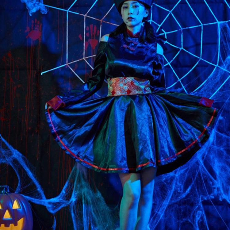 1794 Retro Embroidery Printed Zombie Vampire Costume Halloween Cosplay Zombie Costume Dress