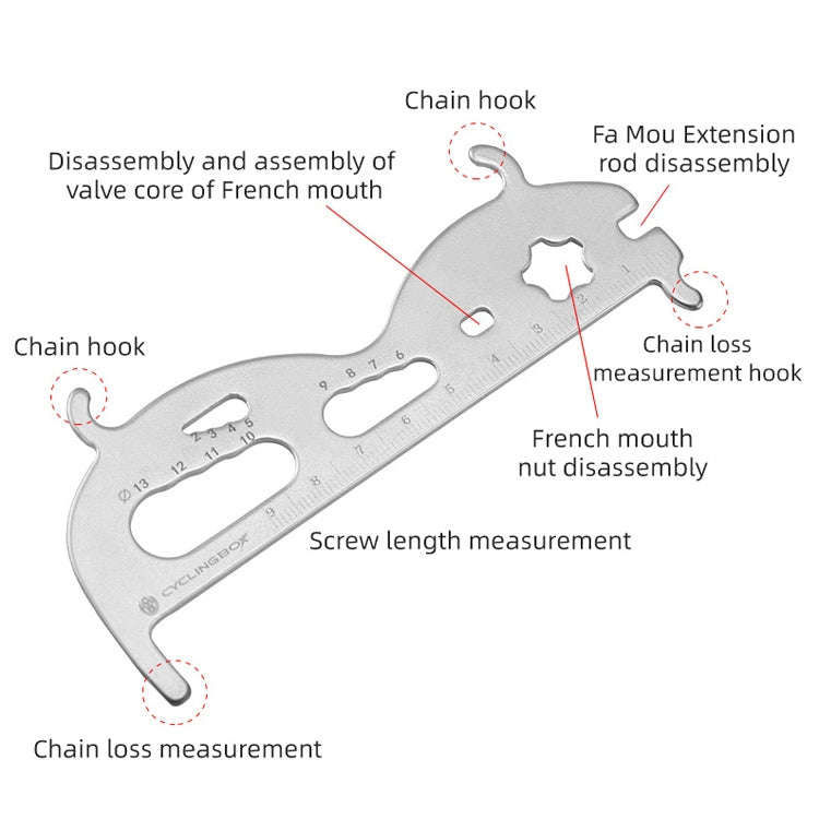 CYCLINGBOX Mountain Bicycle Chain Wear Measuring Ruler Measuring Chain Ruler Inspection Tool