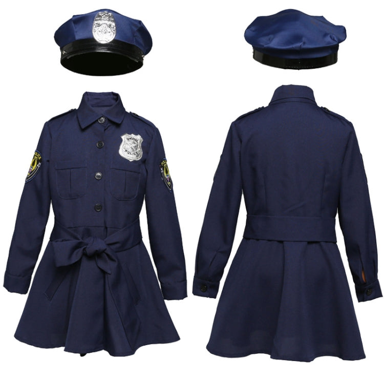 5062 Halloween Children Costume Girls Slim One-Piece Long Sleeve Police Skirt Uniform, Size: