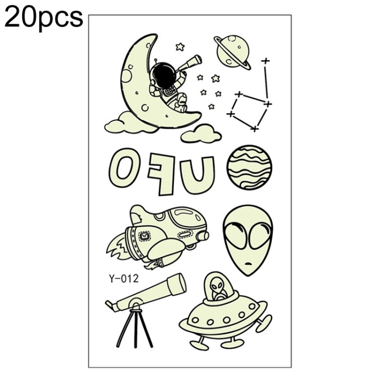 20 PCS Cartoon Spaceship Luminous Children Tattoo Stickers