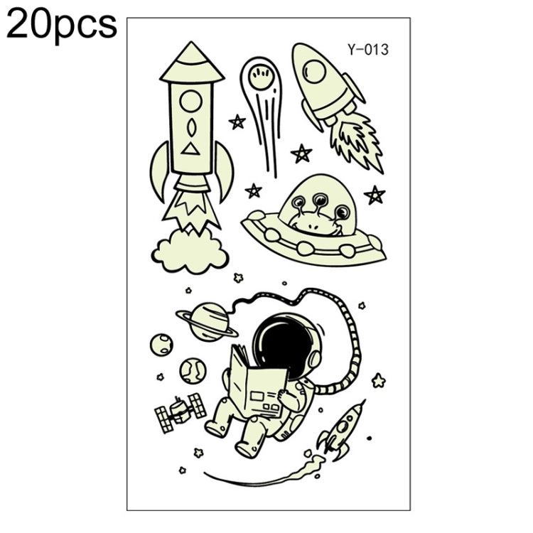20 PCS Cartoon Spaceship Luminous Children Tattoo Stickers