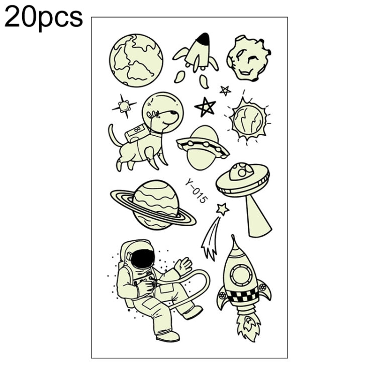 20 PCS Cartoon Spaceship Luminous Children Tattoo Stickers