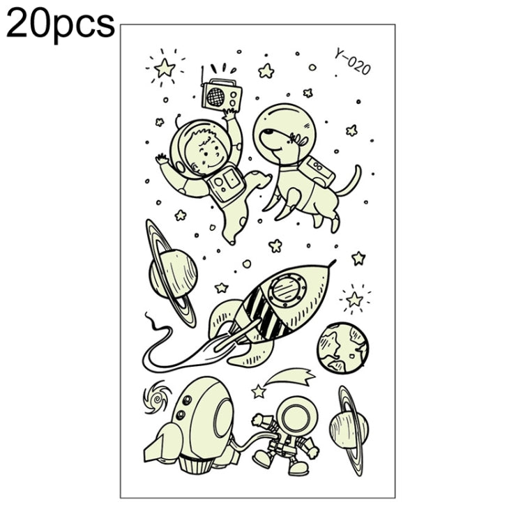 20 PCS Cartoon Spaceship Luminous Children Tattoo Stickers