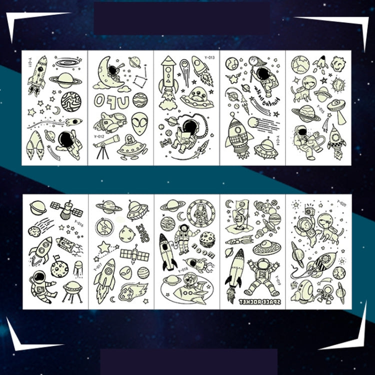 20 PCS Cartoon Spaceship Luminous Children Tattoo Stickers