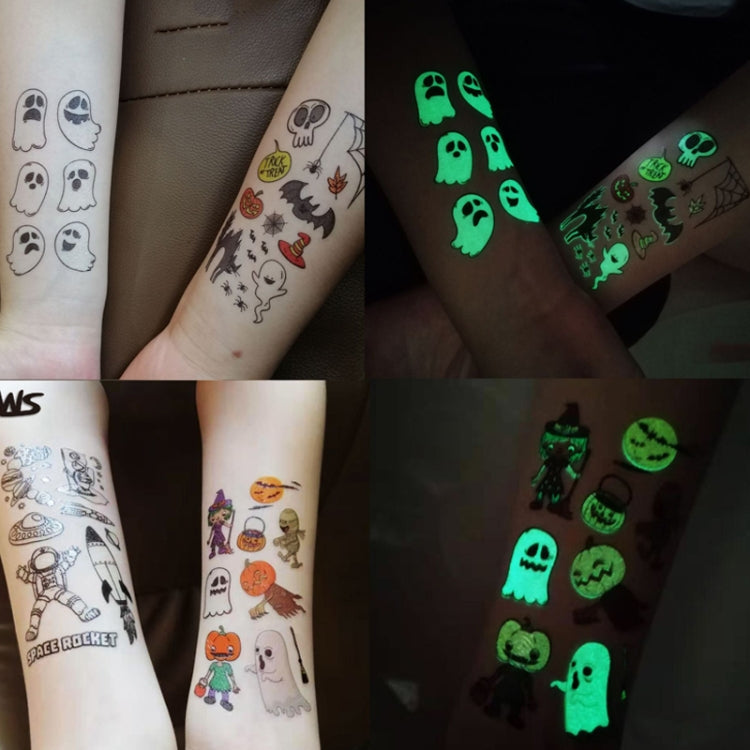 20 PCS Cartoon Spaceship Luminous Children Tattoo Stickers