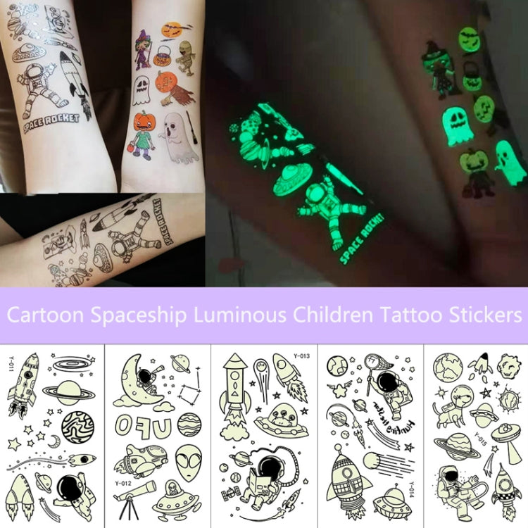 20 PCS Cartoon Spaceship Luminous Children Tattoo Stickers