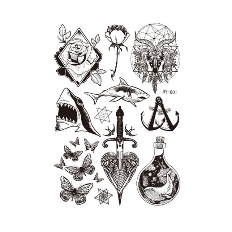 10 PCS Dark Fluorescent Color Changing Animal Luminous Flower Arm Waterproof Adult Tattoo Stickers