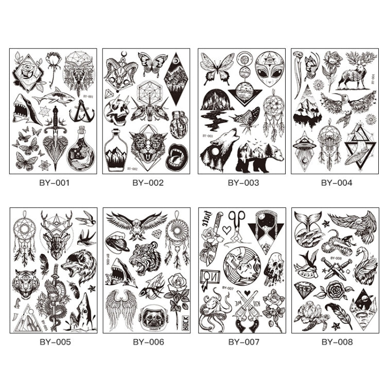 10 PCS Dark Fluorescent Color Changing Animal Luminous Flower Arm Waterproof Adult Tattoo Stickers