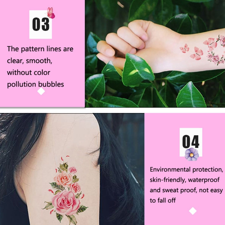 50 PCS Literary Small Fresh Flower Tattoo Sticker Rose Waterproof Lasting Arm Sticker